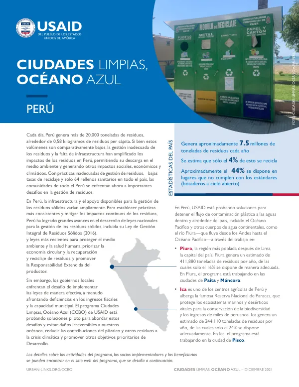 USAID Clean Cities, Blue Ocean: Peru Plastic Pollution Report (January 2022)