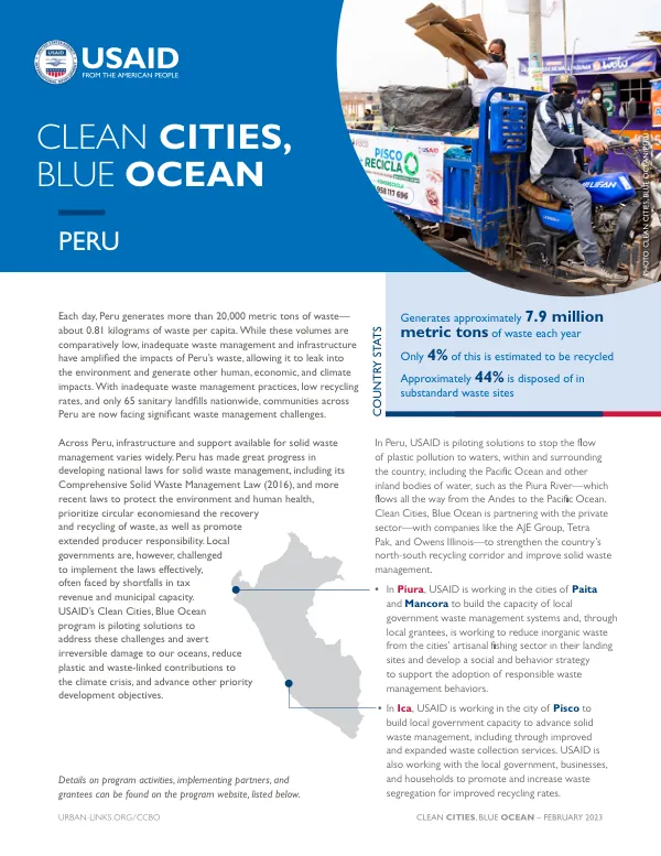 USAID Clean Cities, Blue Ocean Program: Peru Fact Sheet (February 2023)