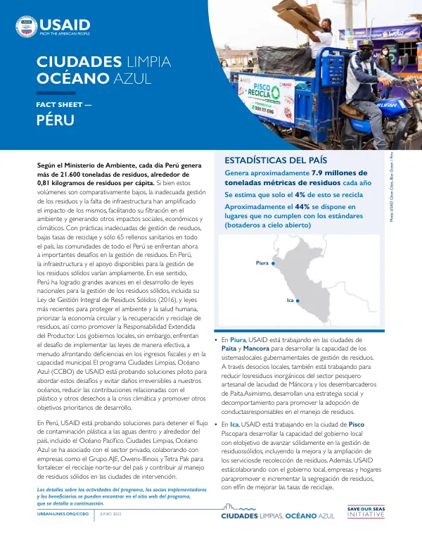 USAID Clean Cities, Blue Ocean (CCBO) Peru Fact Sheet