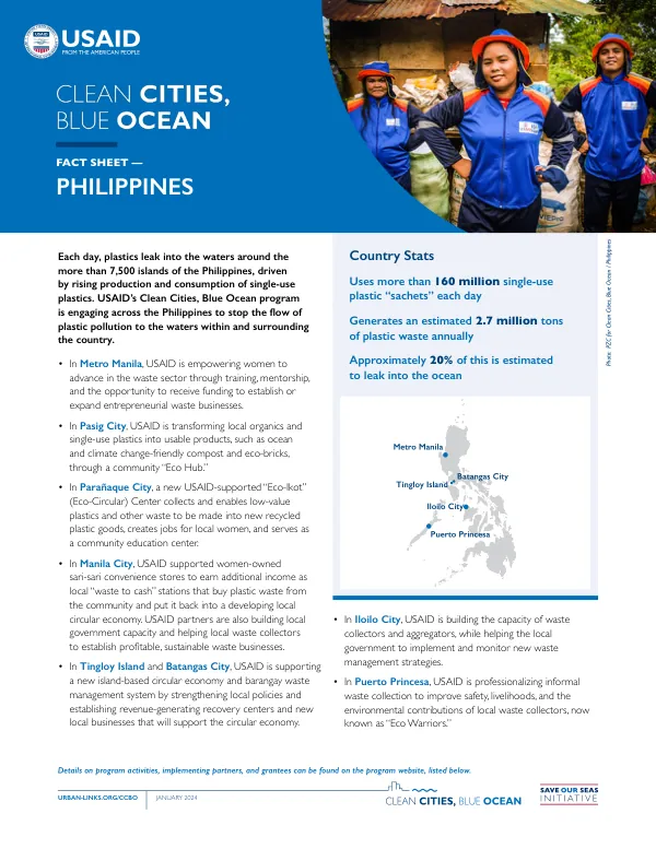 USAID Clean Cities, Blue Ocean Program: Philippines Fact Sheet