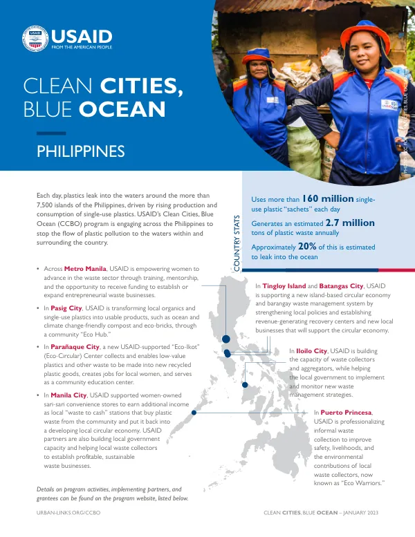 USAID Clean Cities, Blue Ocean Program in the Philippines Fact Sheet