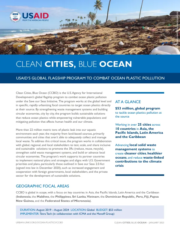 USAID Clean Cities, Blue Ocean Program Fact Sheet