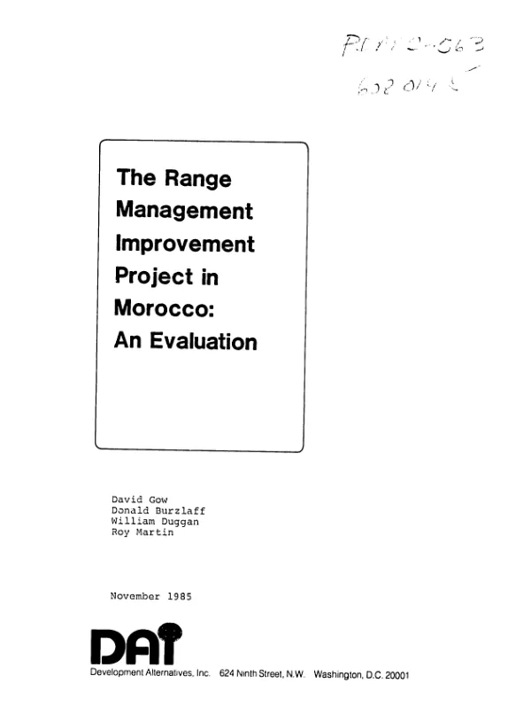 Range management improvement project in Morocco : an evaluation