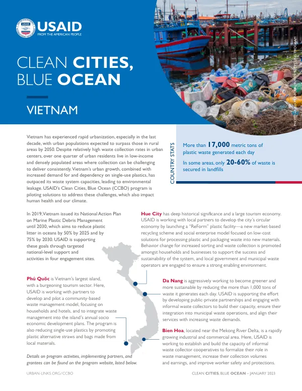 USAID Clean Cities, Blue Ocean Program in Vietnam Fact Sheet