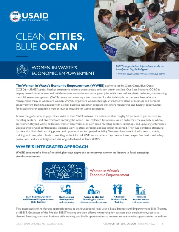 USAID CCBO Women in Waste: Economic Empowerment Fact Sheet