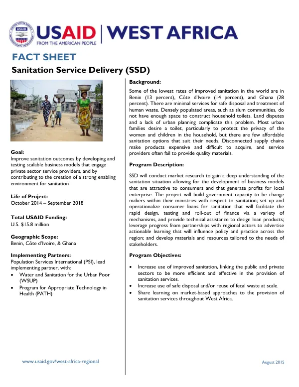 West Africa Sanitation Service Delivery Program Fact Sheet