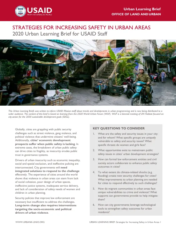 Urban Learning Brief 2020: Strategies for Increasing Safety in Urban Areas