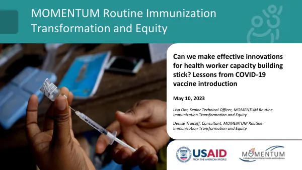 Effective Innovations for Health Worker Capacity Building: Lessons from COVID-19 Vaccine Introduction
