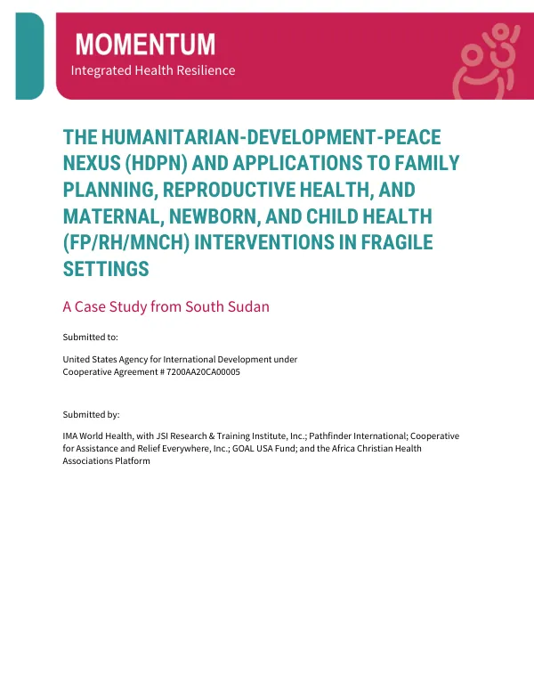South Sudan HDN Report: Health Interventions and Integration Efforts