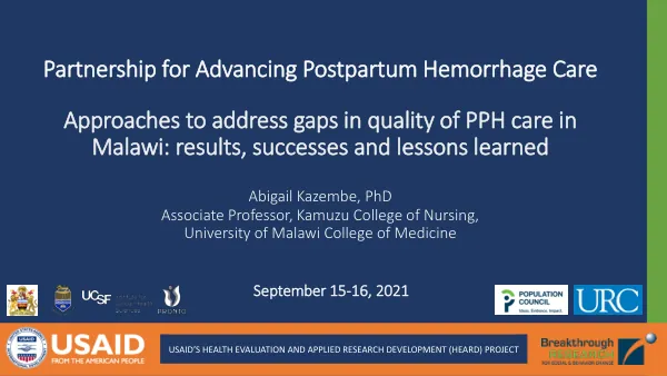 PRONTO Simulation Intervention: Improving PPH Care in Malawi