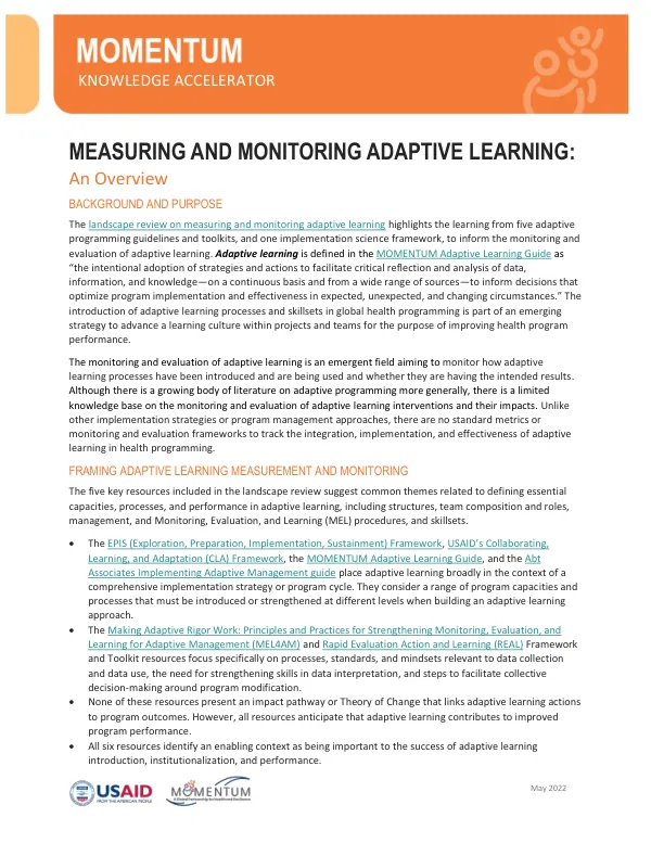 Measuring and Monitoring Adaptive Learning: An Overview