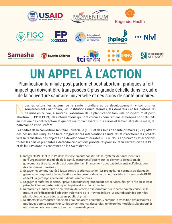 Call to Action: Expanding Postpartum and Post-Abortion Family Planning