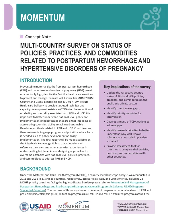 Concept Note: Multi-Country Survey on PPH and HDP