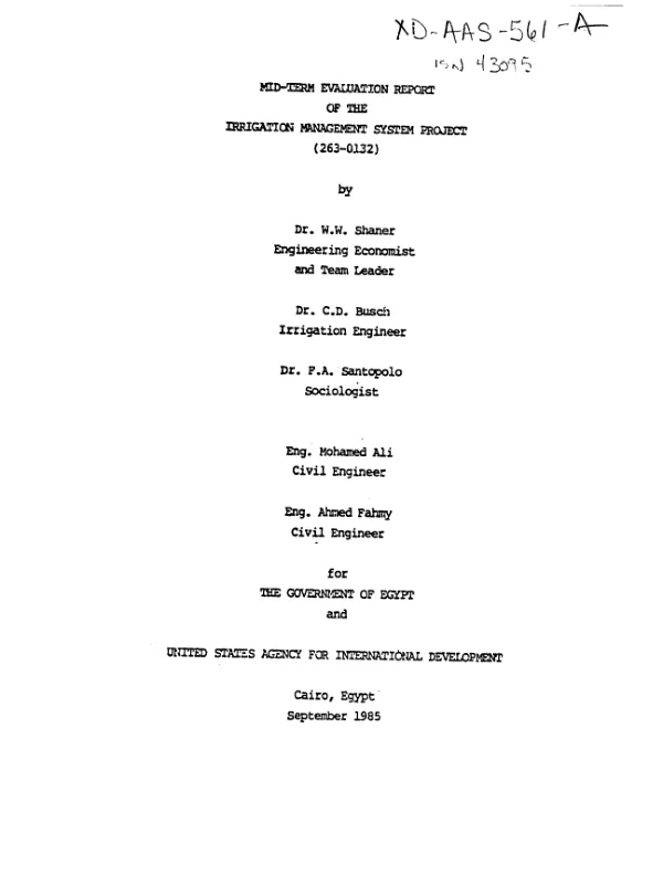 Mid-term evaluation report of the irrigation management system project