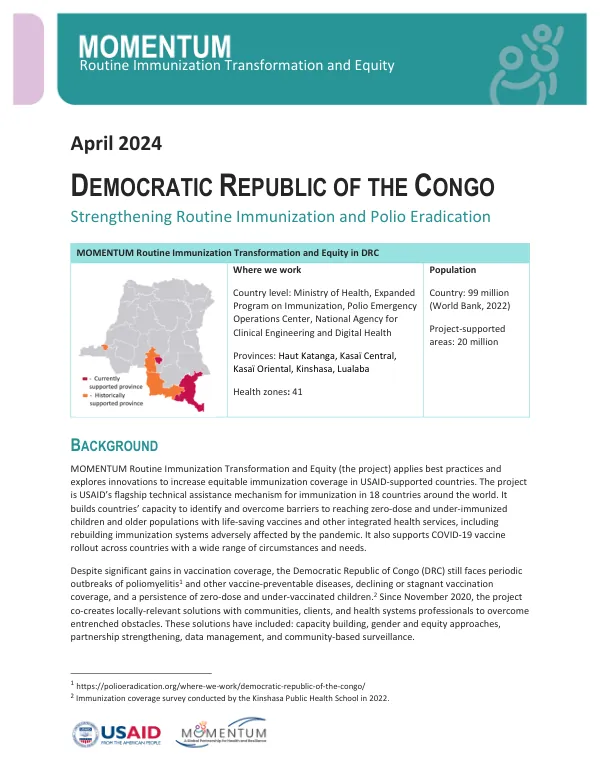 DRC Routine Immunization One-Pager April 2024