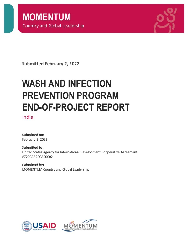 WASH and Infection Prevention Program End-of-Project Report: India