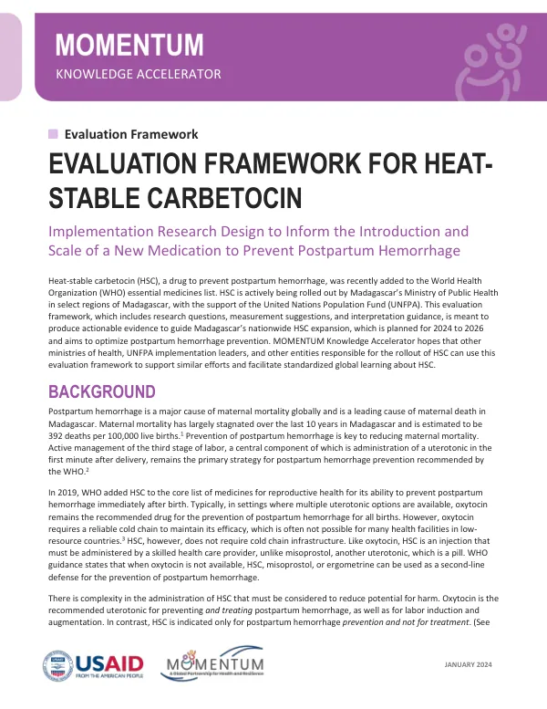 Evaluation Framework for Heat-Stable Carbetocin