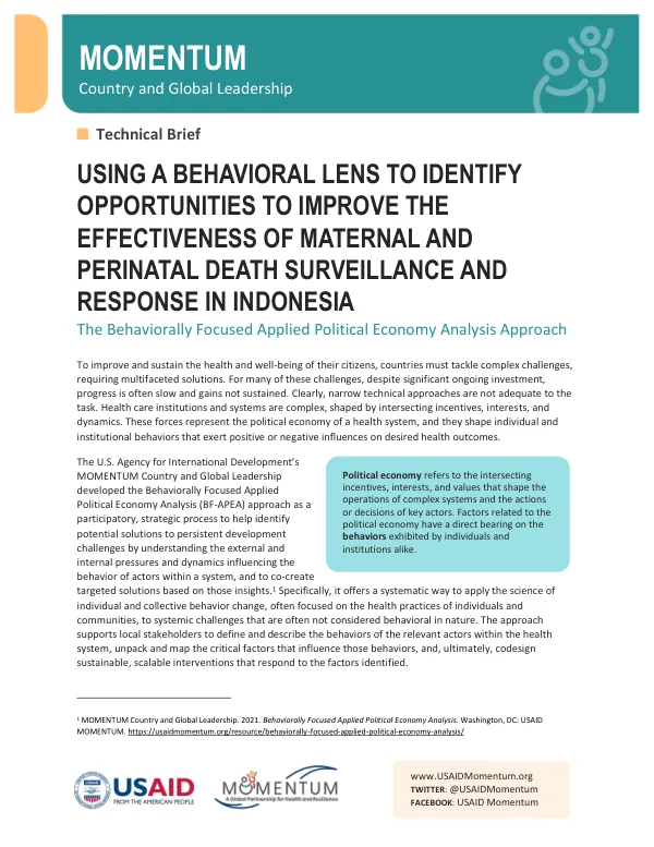 Behavioral Lens for Improving Maternal and Perinatal Death Surveillance and Response in Indonesia