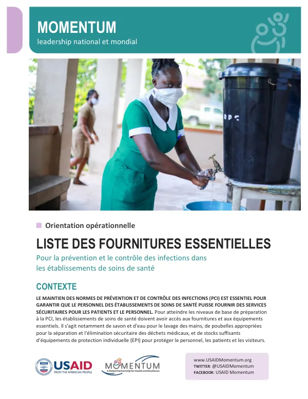 MOMENTUM Essential Supply List for Infection Prevention and Control in Healthcare Facilities