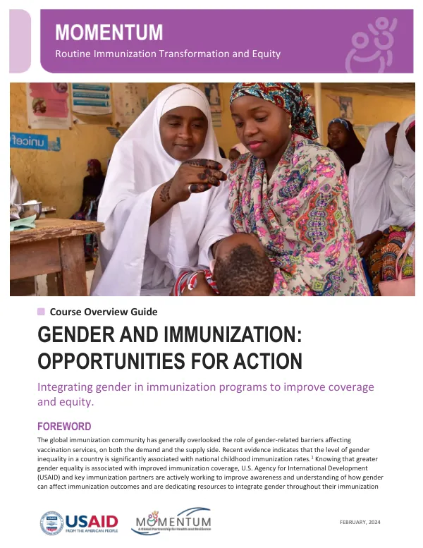 Course Overview Guide for Gender and Immunization: Opportunities for Action