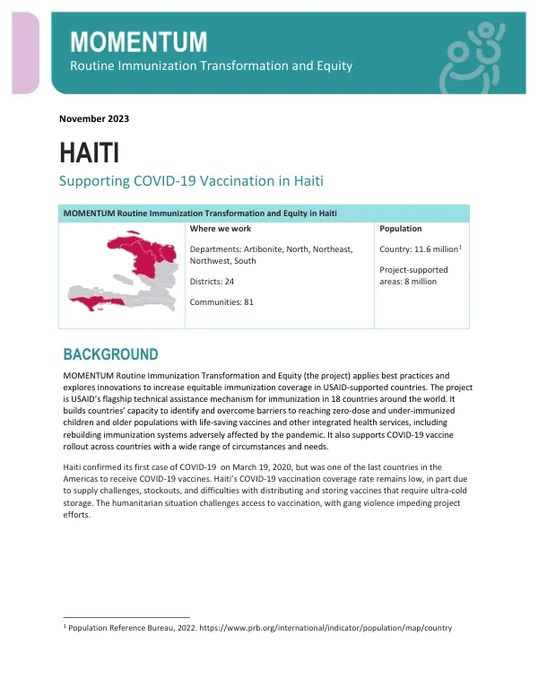 Haiti COVID One-Pager (November 2023)