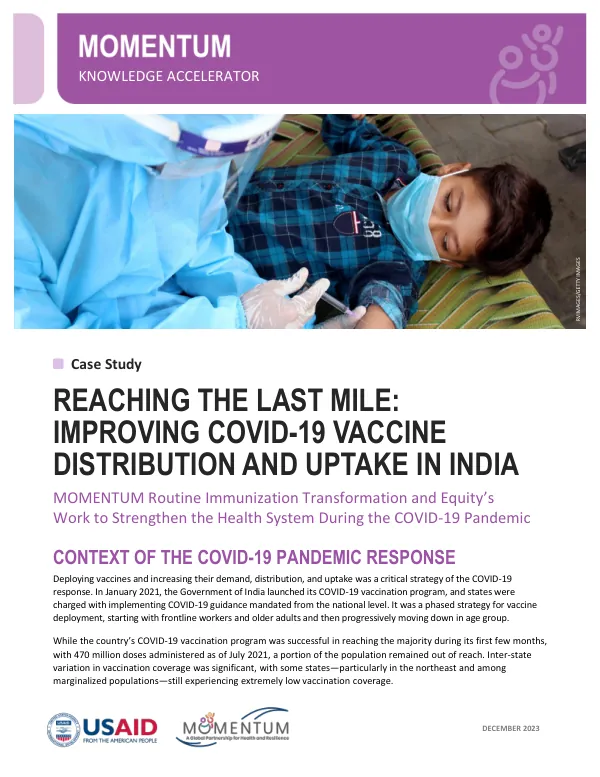 India MRITE COVID HSS Case Study on Immunization