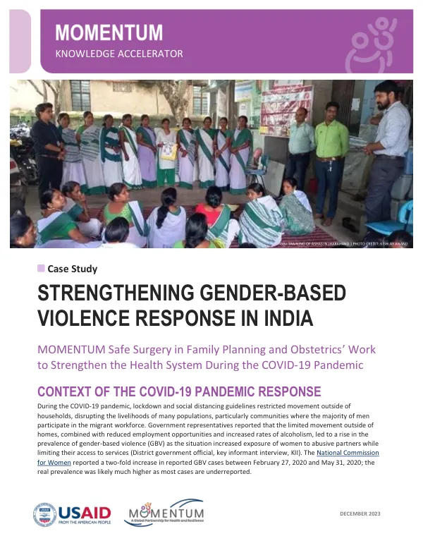 India COVID-19 GBV Response Case Study