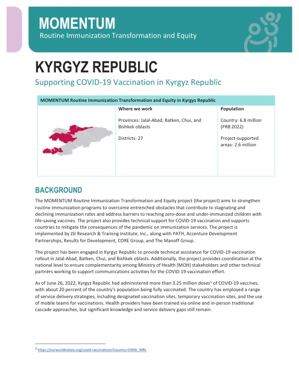 Kyrgyz Republic One Pager: November 2022 Brief