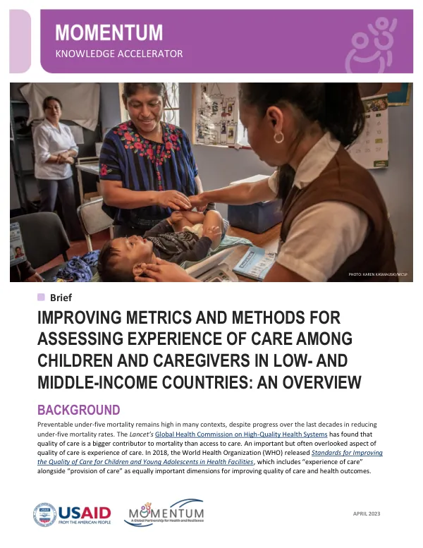 Pediatric Experience of Care Landscape Review Brief
