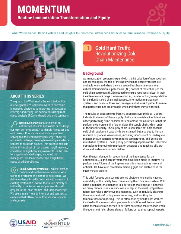 Immunization Coverage and Equity: Rapid Evidence and Insights