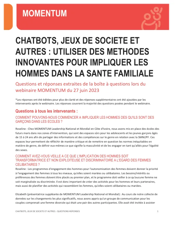 Male Engagement Webinar Q&A - June 2023 (French)
