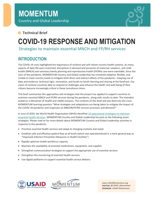 MOMENTUM Country and Global Leadership: COVID-19 Results Brief (October 2021)
