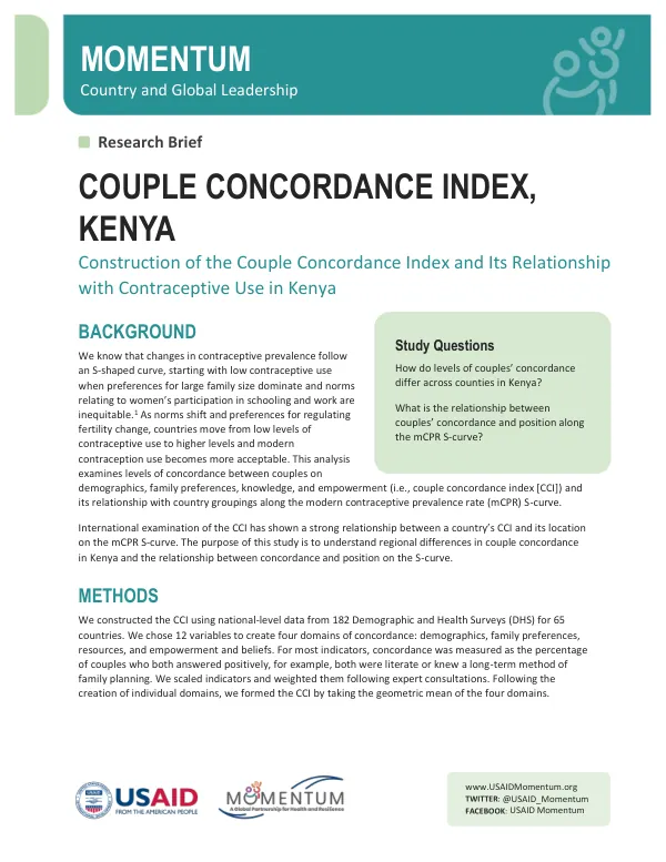 Research Brief: Couple Concordance Index in Kenya