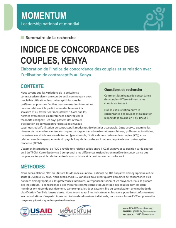 Couples' Concordance Index in Kenya: Development and Relationship with Contraceptive Use