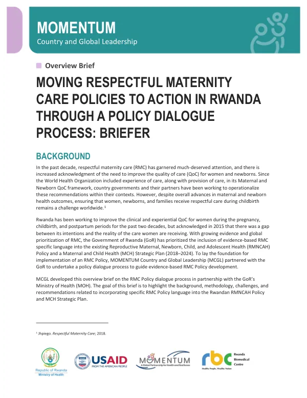 MCGL Rwanda RMC Policy Dialogue Process Briefer