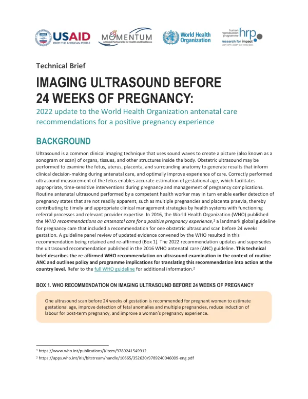 MCGL Technical Brief: Ultrasound Imaging Before 24 Weeks of Pregnancy