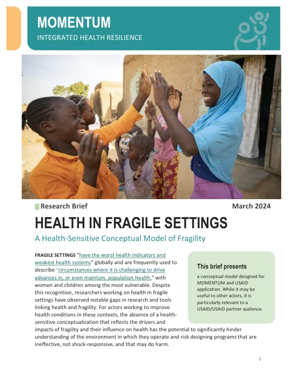MIHR Fragility Model Brief: Health-Sensitive Conceptual Model