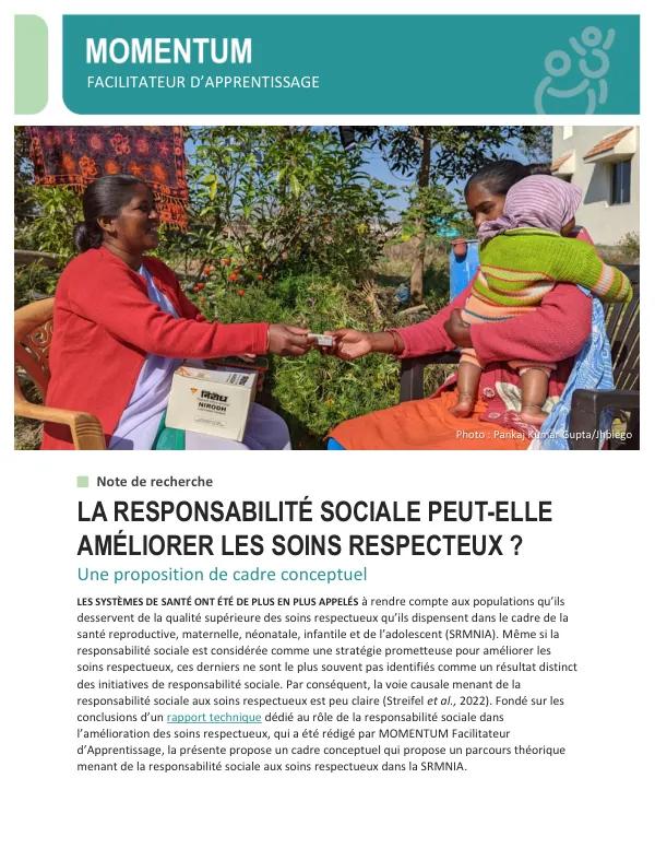Conceptual Framework: Social Accountability for Respectful RMNCAH Care