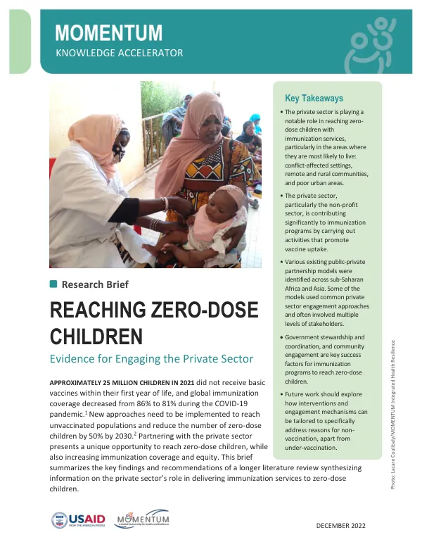 MOMENTUM Zero-Dose Evidence Synthesis: Private Sector Engagement in Immunization