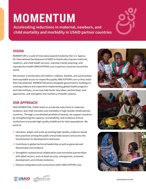 MOMENTUM Fact Sheet: Accelerating Reductions in Maternal, Newborn, and Child Mortality and Morbidity
