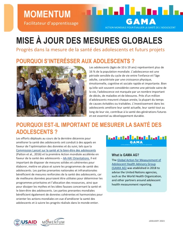 MOMENTUM Global Measurement Fact Sheet GAMA (French)