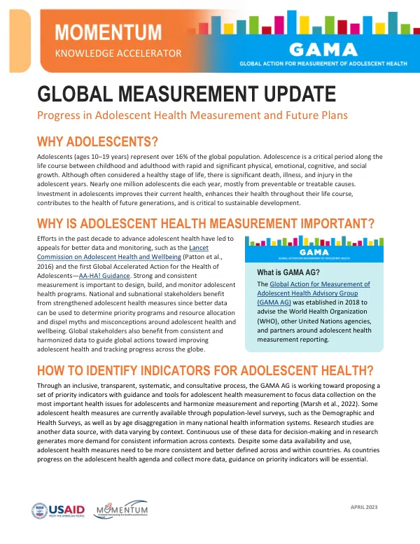 MOMENTUM Global Measurement Fact Sheet GAMA