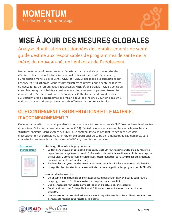 MOMENTUM Global Measurement Fact Sheet: MNCAH Facility Data Guidance