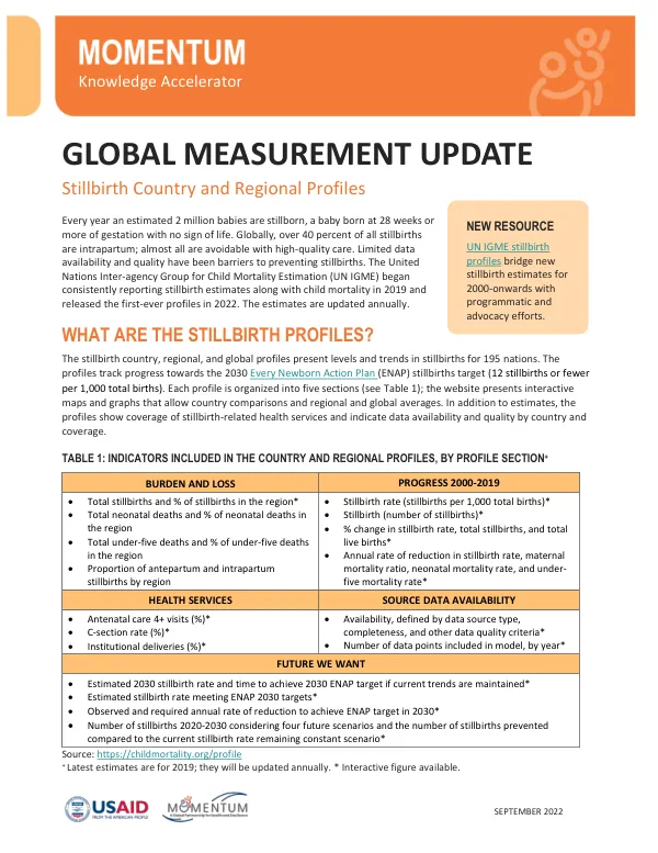 MOMENTUM Global Measurement Fact Sheet: Stillbirth Profiles