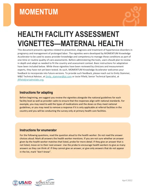MOMENTUM HFA Vignettes—Maternal Health