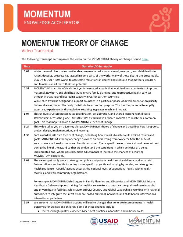 MOMENTUM Theory of Change Transcript