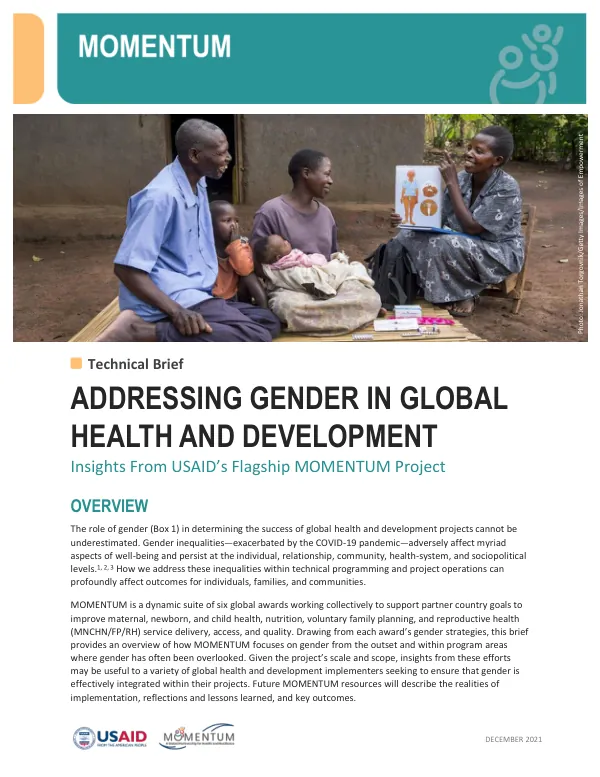 Addressing Gender in Global Health and Development: Insights from USAID's MOMENTUM Project