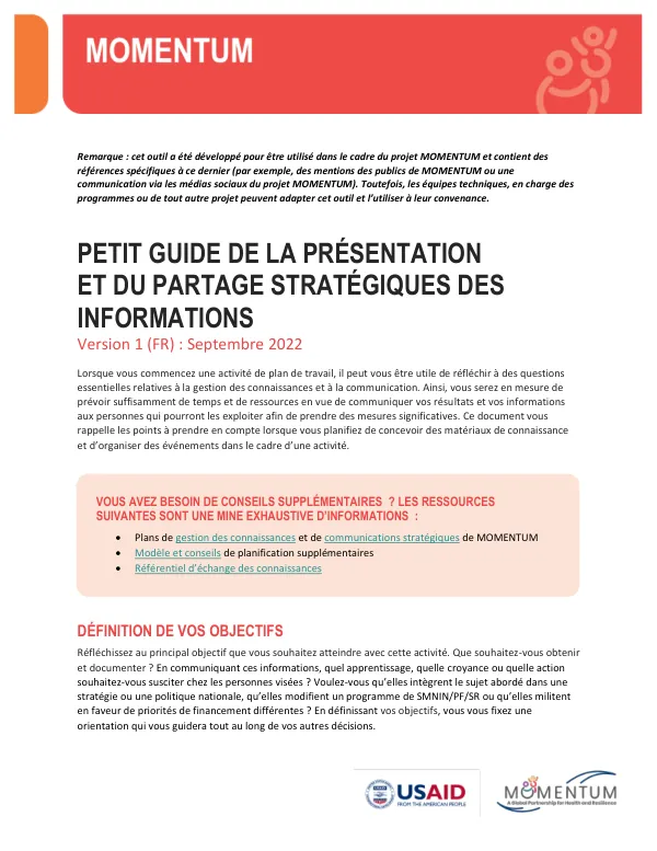 MOMENTUM: A Short Guide to Strategically Packaging and Sharing Information