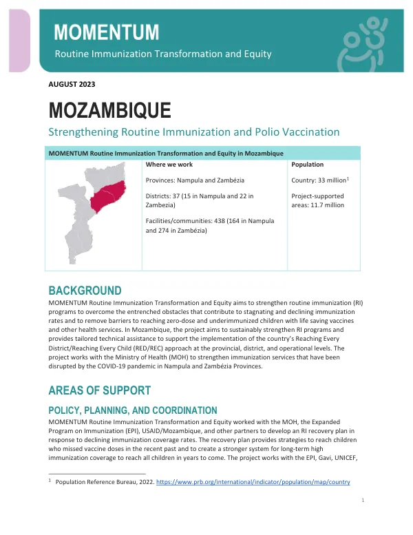 Strengthening Routine Immunization and Polio Vaccination in Mozambique