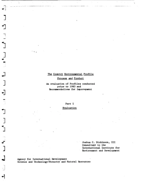 Country environmental profile, process and product : an evaluation of profiles conducted prior to 1983 and recommendations for improvement